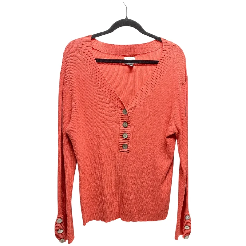 Sweater By Chicos In Coral, Size: Xl