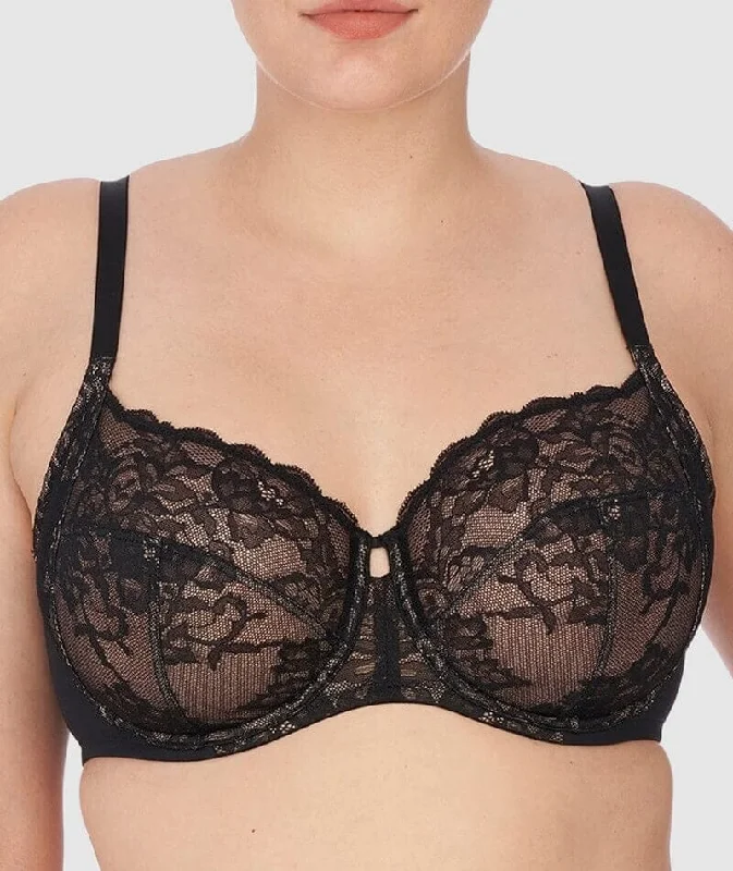 Natori Statement Supportive Full Figure Underwired Lace Bra - Black/Cafe