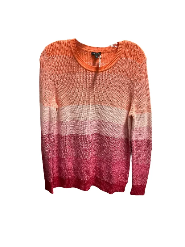 Sweater By Talbots In Orange & Pink, Size: M