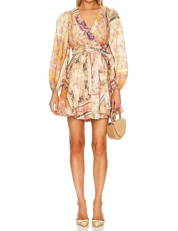 August Wrap Mini Dress In Floral  Patch