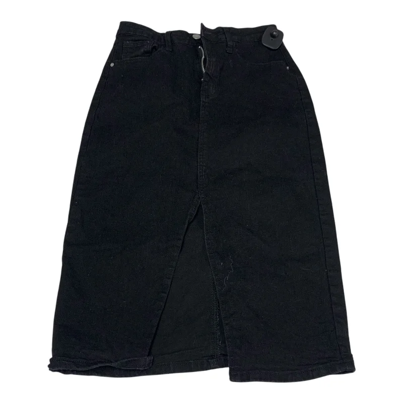 Skirt Midi By Shein In Black Denim, Size: M