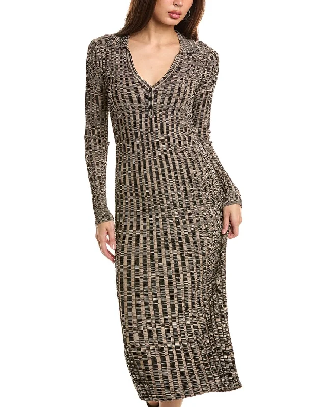 Elie Tahari Rib Polo Midi Dress