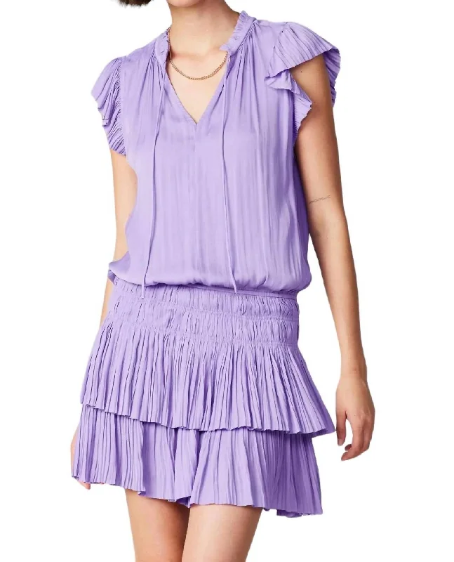 Zoey Pleated Mini Dress In Lavender