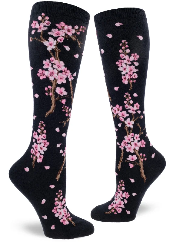 Women's Cherry Blossom Knee High (Deep Navy)