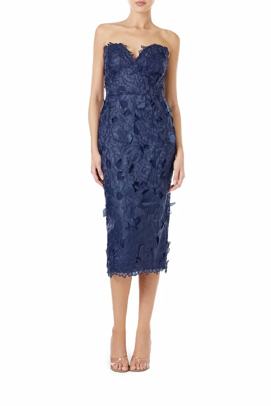 Mariana Lace Midi Dress In Sapphire