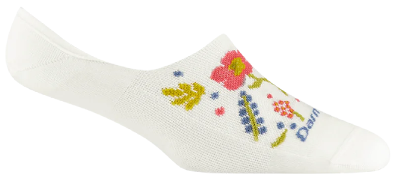 Women's No Show Hidden Garden Party Lightweight Lifestyle Socks (White)