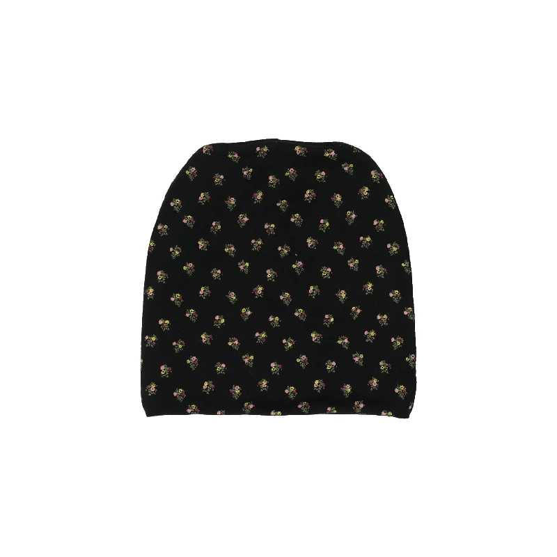 Lil Legs Floral Beanie - Black Floral