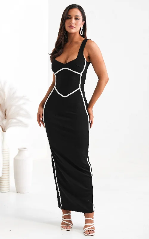 Azalea Maxi Dress - Black White