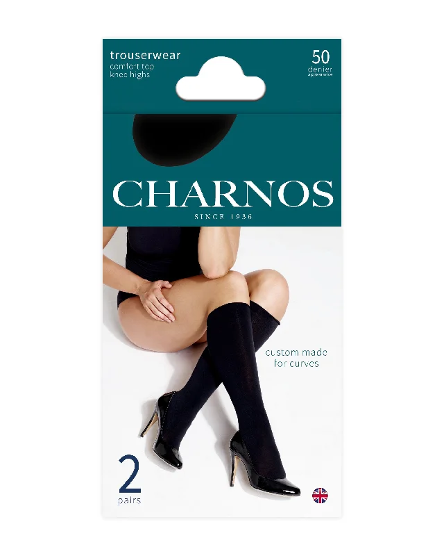 Charnos Trouserwear Curves XL Opaque Matte Knee Highs 50 Denier - 2 Pair Pack