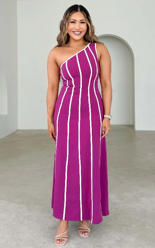 Finlee Maxi Dress - Purple Plum White