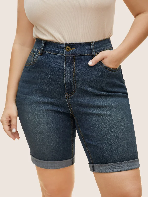 Vintage High stretch Roll Hem Denim Shorts