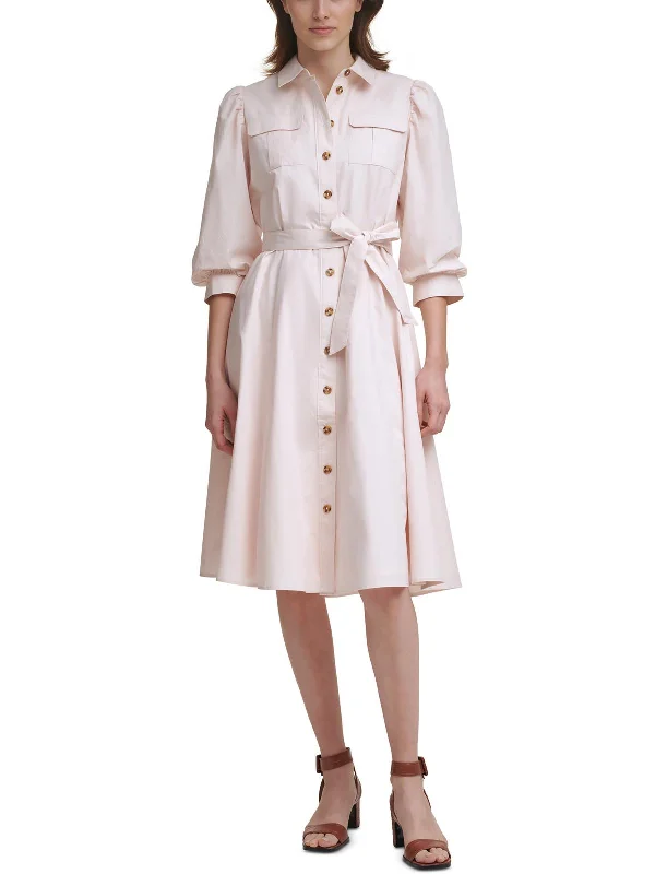 Womens Cotton Midi Shirtdress