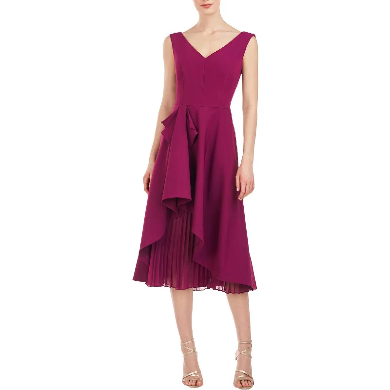 Begonia Womens Sleeveless Ruffled Midi Dress