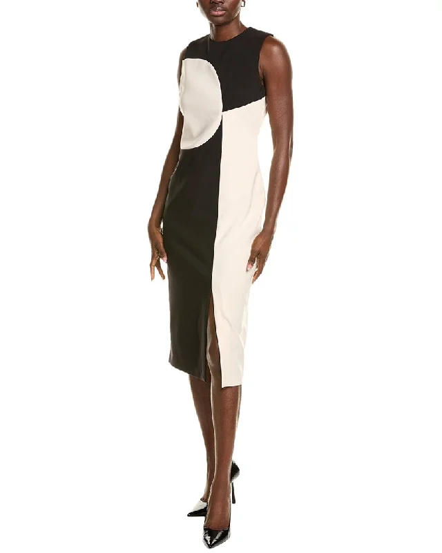 Anne Klein Abstract Colorblocked Midi Dress