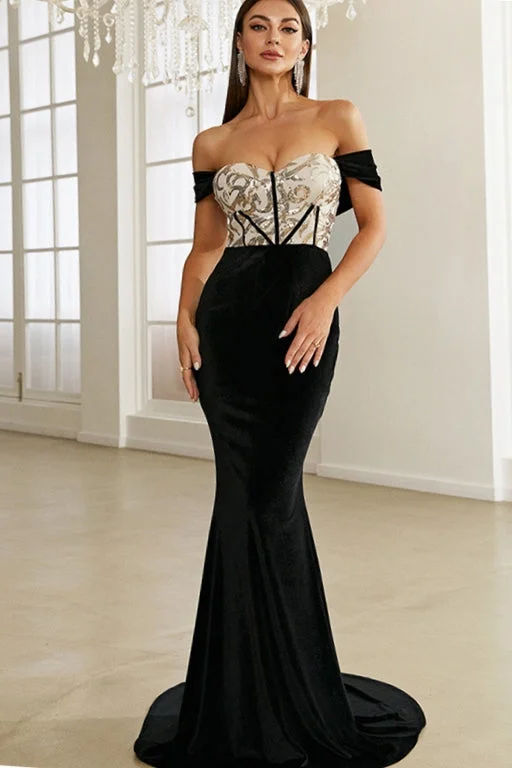 Off-the-Shoulder Corset Mermaid Long Formal Dress