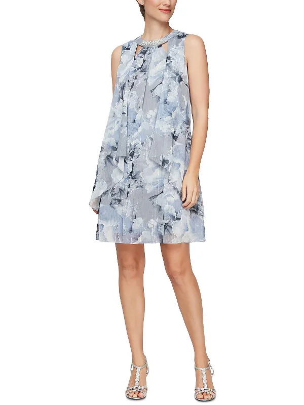 Womens Floral Midi Cocktail and Party Dress