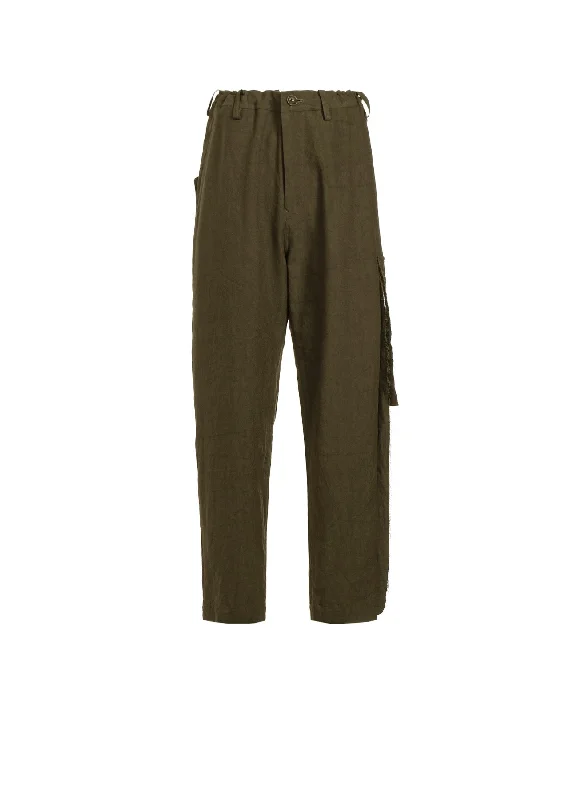 TWILL GARMENT WASH LEFT SIDE LINED PANTS