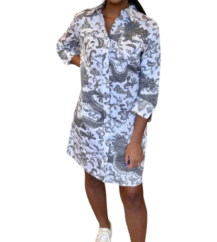 Sag Harbor Mini Dress In Grey Dragons