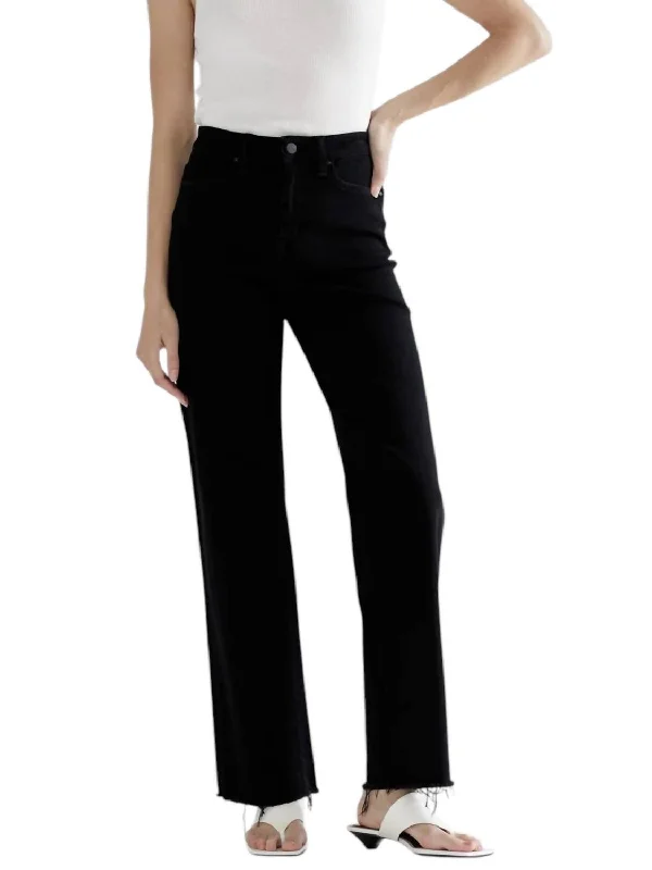 High Rise Slim Wide Jeans In Black