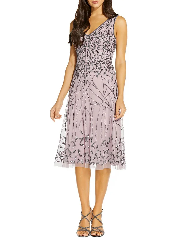 Womens Cocktail Midi Fit & Flare Dress