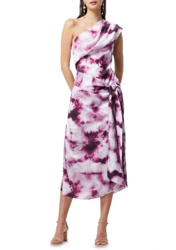 Faye Tie Dye Midi Dress In Multi