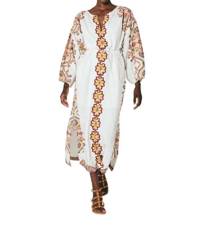 Kaila Midi Kaftan In White