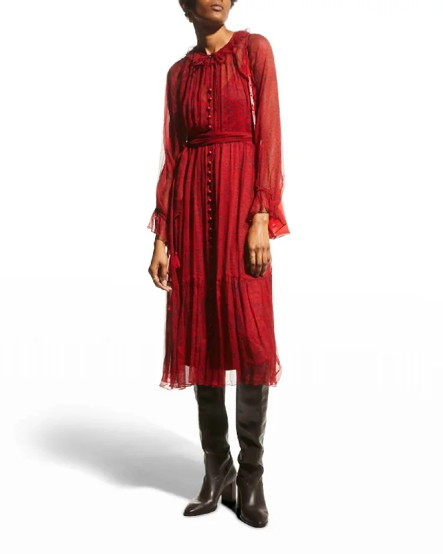 Aretha Midi Dress In Red Multi