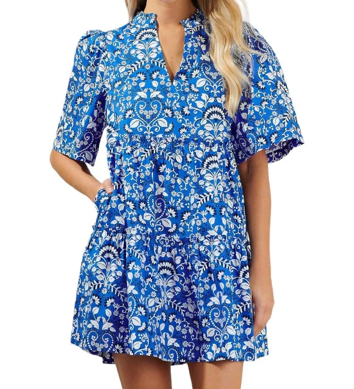 Lulu Floral Tomales Mini Dress In Blue