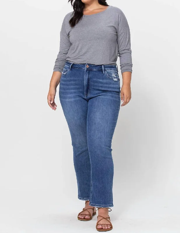 Plus Size Leona High Rise Ankle Slim Straight Jean In Medium Wash