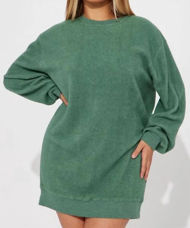 Sweatshirt Mini Dress In Grey Green