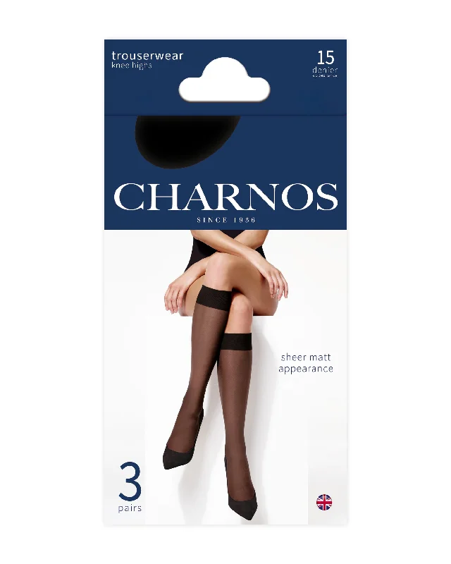 Charnos Trouserwear Sheer Matt Knee Highs 15 Denier - 3 Pair Pack