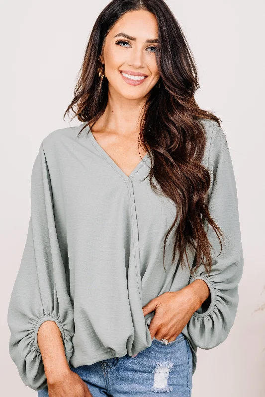 Better With You Sage Green Bubble Sleeve Top