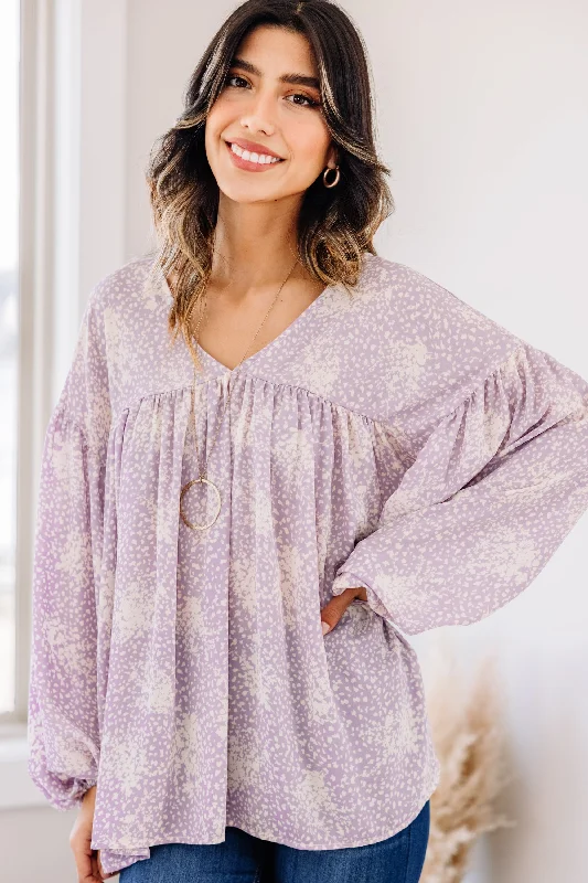 Easy Promise Lavender Purple Ditsy Floral Top