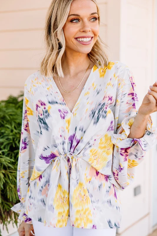 On Your Best Behavior Purple Floral Blouse