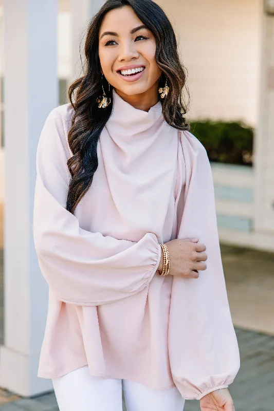 Tell Your Story Peach Pink Satin Blouse