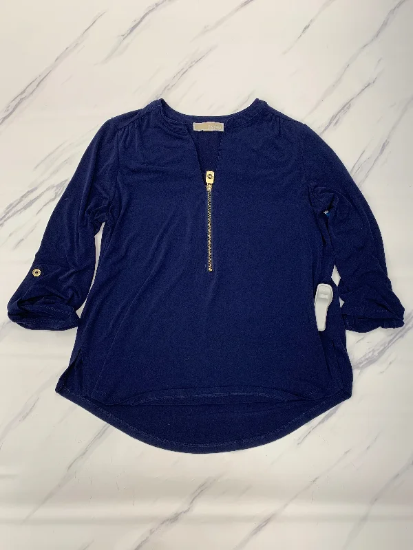 Top 3/4 Sleeve Basic By Michael By Michael Kors In Blue, Size: L