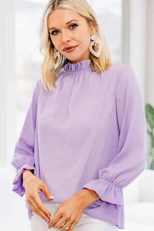 Tried And True Lilac Purple Ruffled Blouse