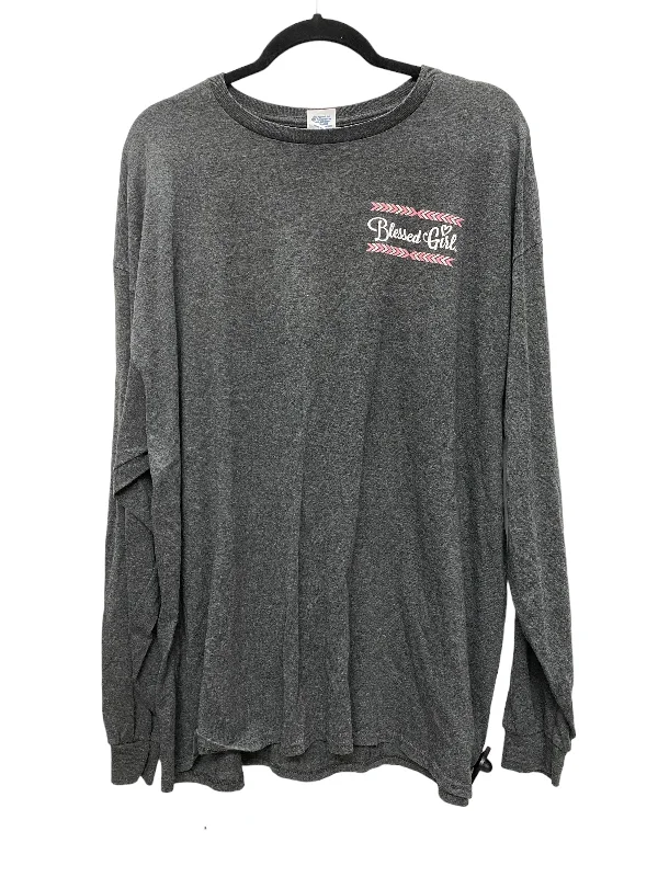 Top Long Sleeve By Clothes Mentor In Grey, Size: 2x