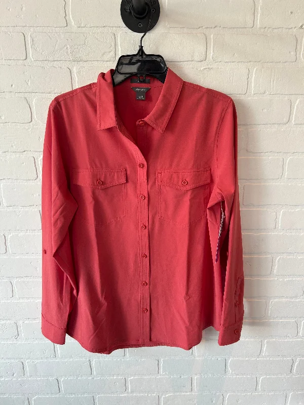 Top Long Sleeve By Eddie Bauer In Orange, Size: M