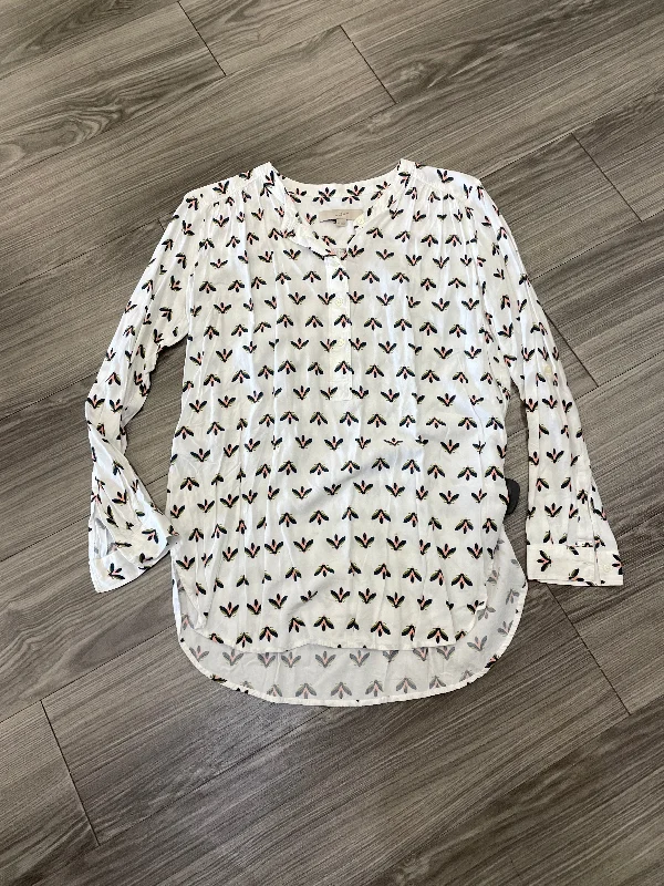 Top Long Sleeve By Loft In White, Size: M