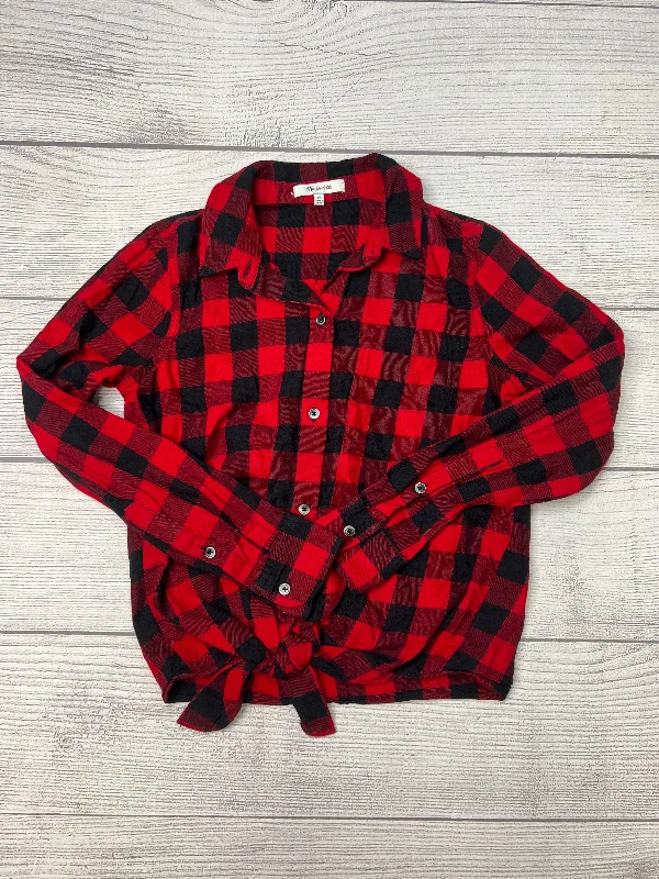 Top Long Sleeve By Madewell In Red Black, Size: Xs