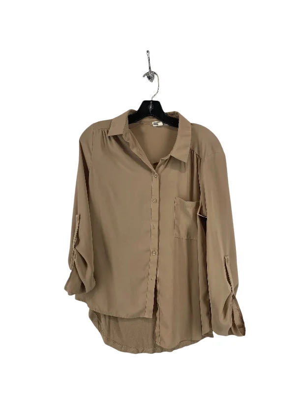 Top Long Sleeve By Pleione In Brown, Size: M